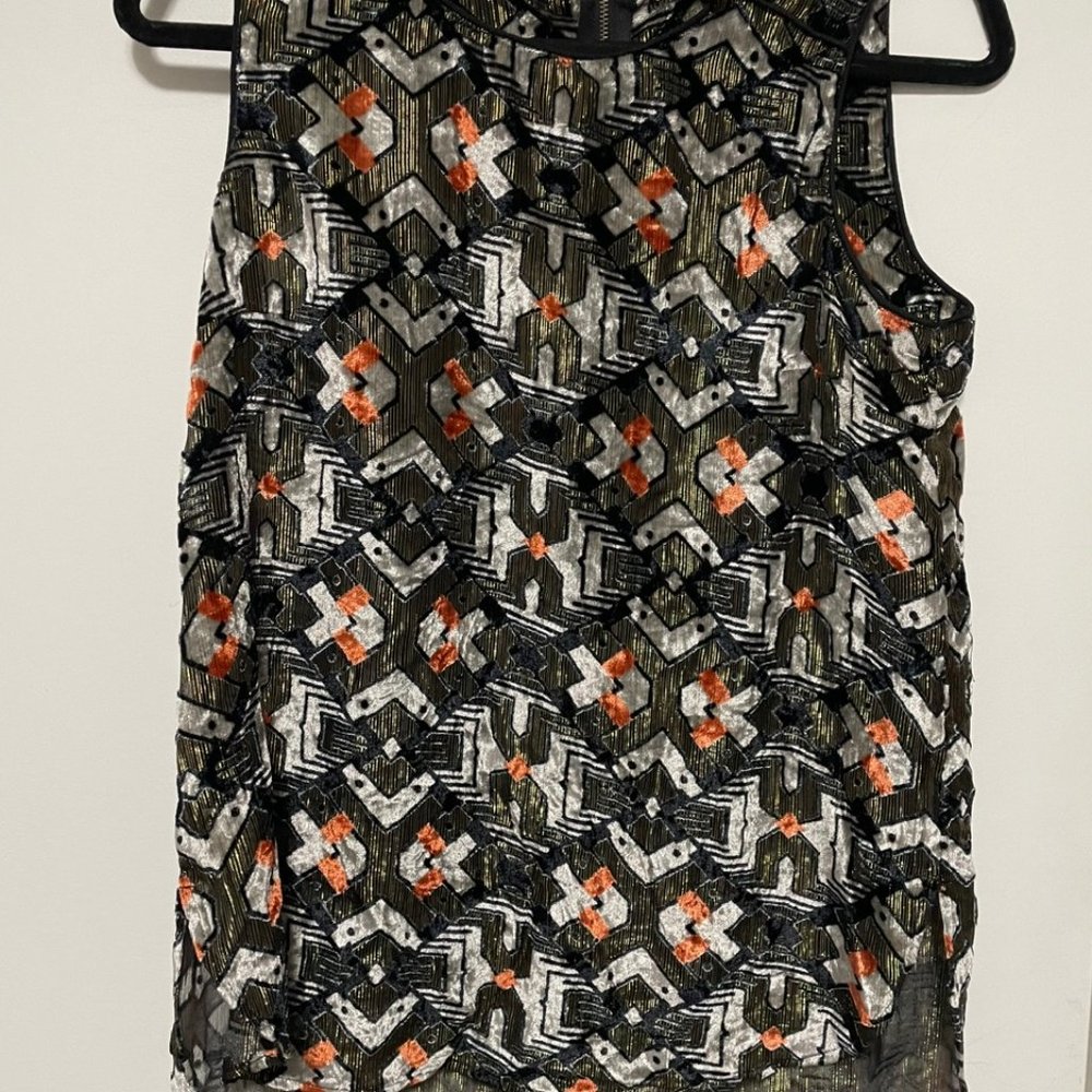 Meadow Rue Anthropologie Metallic Velvet Tunic